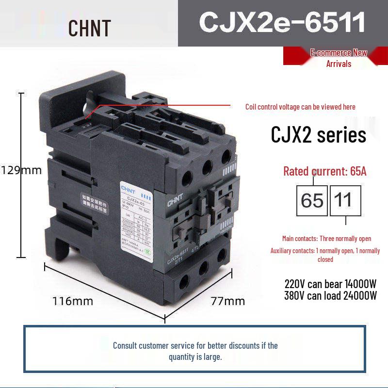Chint CJX2 AC Contactor Series - 0910/1210/1810/2510/3210 (Voltage: 220V/380V/36V/24V)