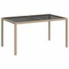 VidaXL Table de jardin 150x90x75 cm Verre trempé-résine tressée Beige