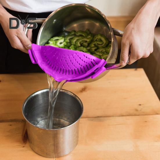 Clip on Sink Strainer Pan Pasta Strainer Silicone Food Strainer Anti-Spill Drain Basket Universal Colander for Kitchen Restaurant Picnic