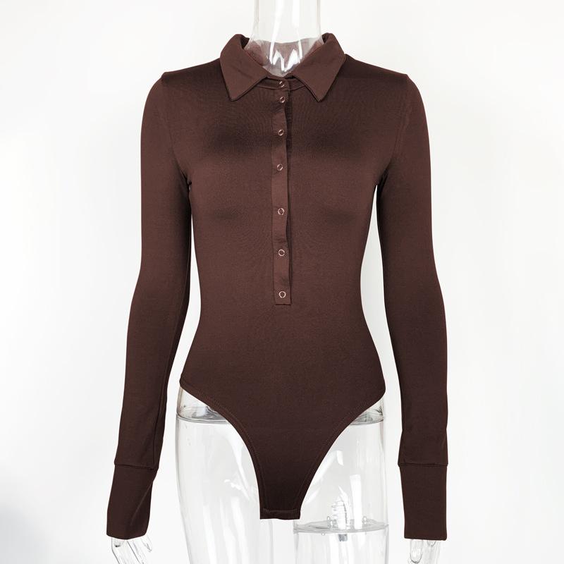 

Женские колготки, модный и сексуальный облегающий бархатный комбинезон с длинными рукавами и лацканами L темно-коричневого