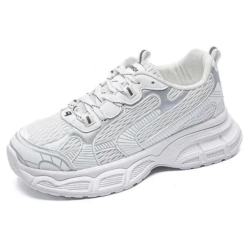 

New Slip Resistant Lace-up Shose Women Casual Women s Shoes Fashion Sport Best-selling Breathable Height Increasing Massage 40 білий