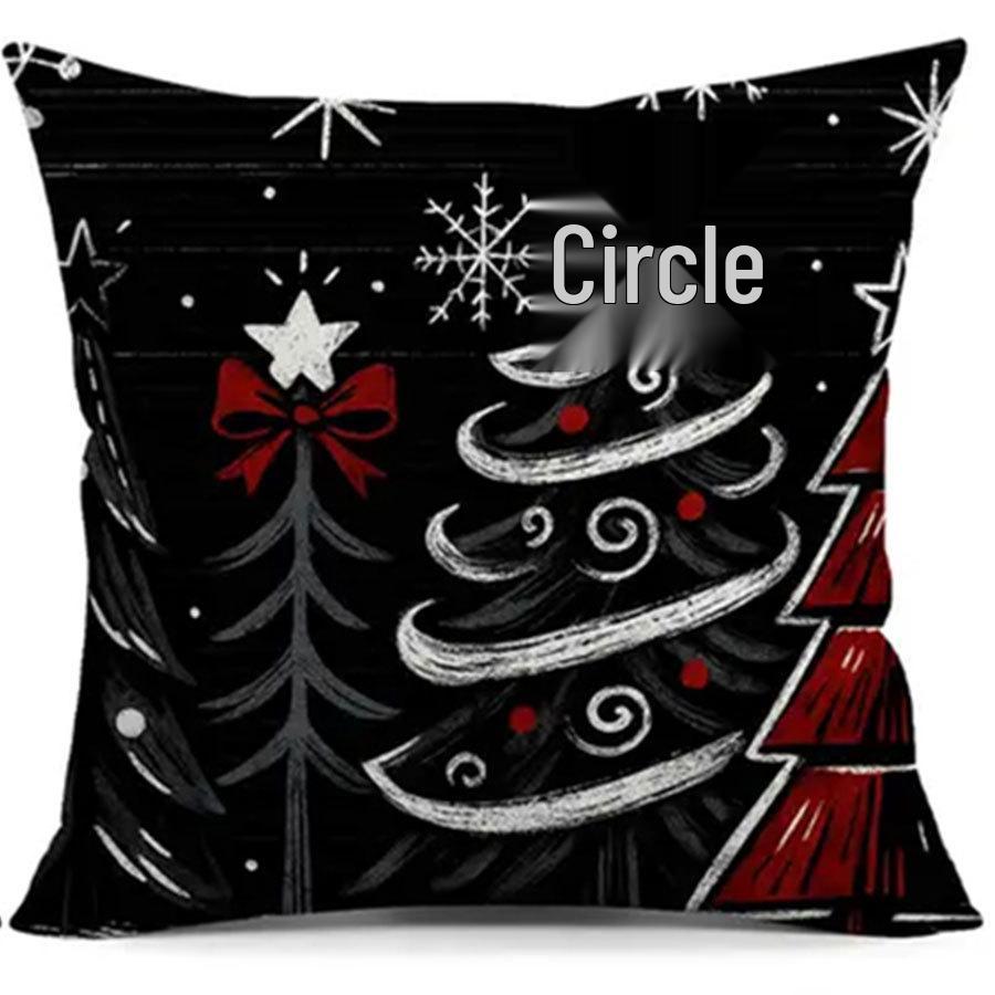 

Christmas Winter Festival Throw Pillow Cover - Linen Print for Living Room Sofa Decoration 45x45cm (without insert)