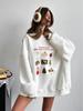 Versatile Cartoon Print Fleece-Lined Sweatshirt - Autumn/Winter Fashion
