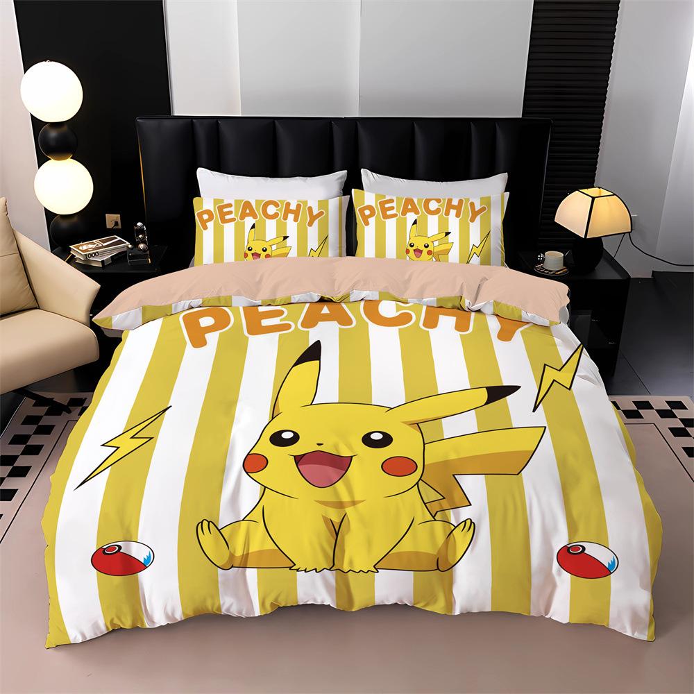 3D-printat Pikachu Sängkläder Anime Gengar P-Pokemon Ash Ketchum Täcke Påslakan Kuddfodral Flickor Pojkar Semesterpresenter