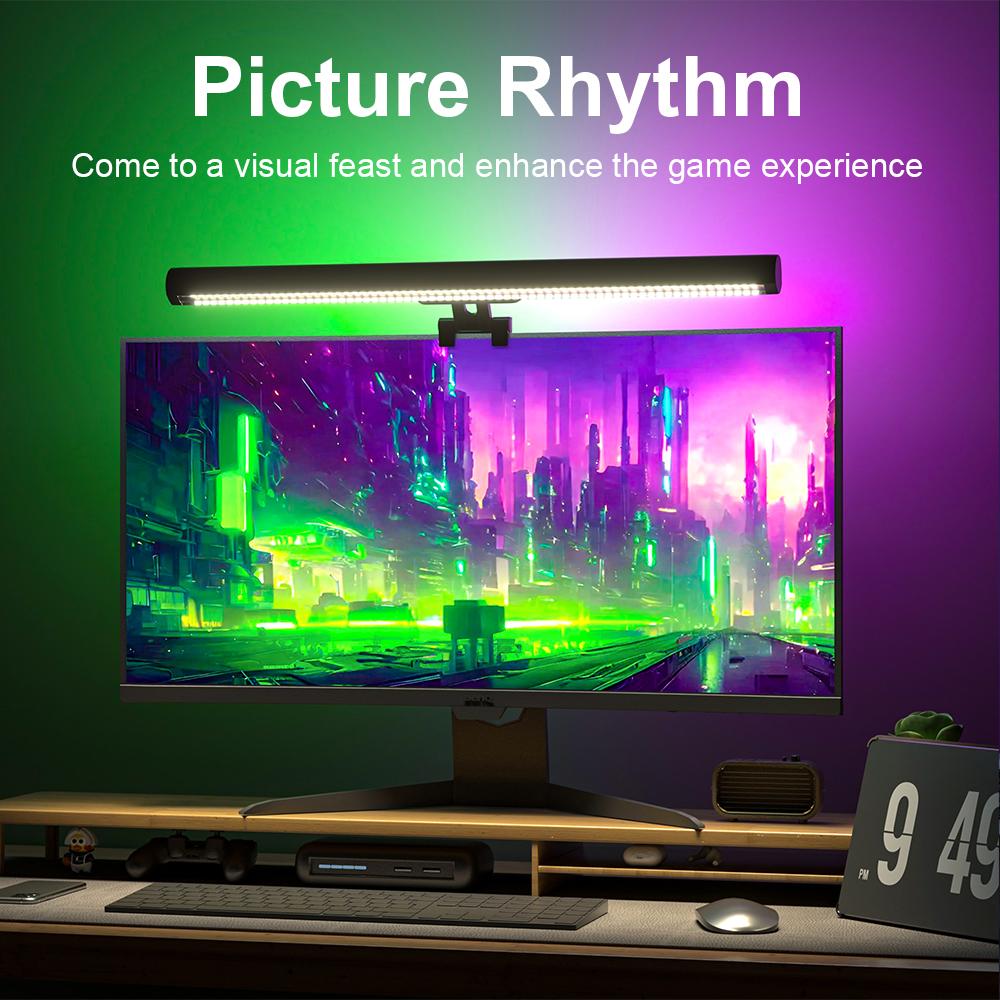 LED Snyc Computer Monitor Light Bar RGB Music Rhythm Screen Hanging Lights Night Light Table Light Strip Work Game Atmosphere La