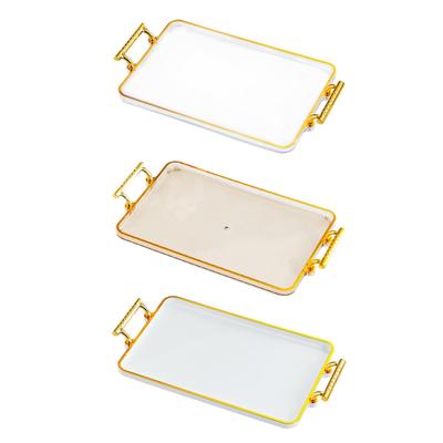 Serving Tray Rectangular with Handles Nordic Style Jewelry Storage Tray for Restaurant Living Room Office Hotel Beauty Salon