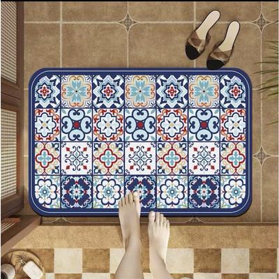 Alfombra de Piso de Barro Diatómico Estilo Retro Lujo Ligero Baño Baño Absorción de Agua Secado Rápido Felpudo Antideslizante Alfombra para Pies Alfombra para Puerta de Entrada