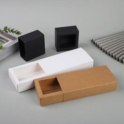 White Kraft Paper Drawer Box with Black/White Card Paper Printing