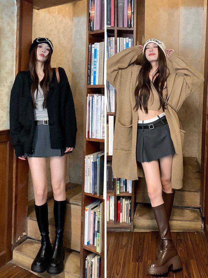 Elastic Thin Boots 2025 New Thick-soled Heightening Comfortable Foreign-style Small Long Boots Women's Knee Knight Boots