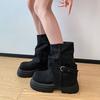 British Style Autumn and Winter Martin Boots Women's New High-end Thick-soled Super Fire High Short Boots