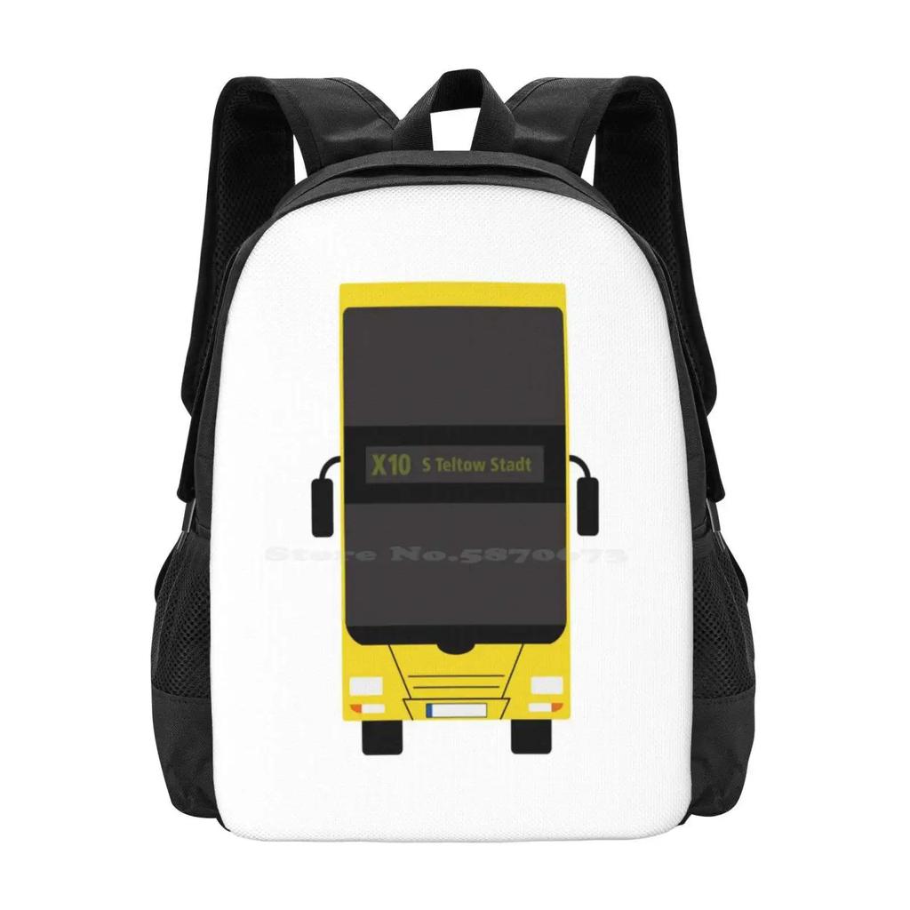 Berlin Double Decker Pattern Design Bag Student's Backpack Bus Berlin Bvg