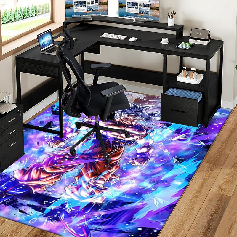 1pc Anime Dragon Ball Z Goku Super Saiyan Blue Office Chair Mat Non-Slip Carpet for Home Decor, Festival Gift, Suitable for Office and Living Room Dec
