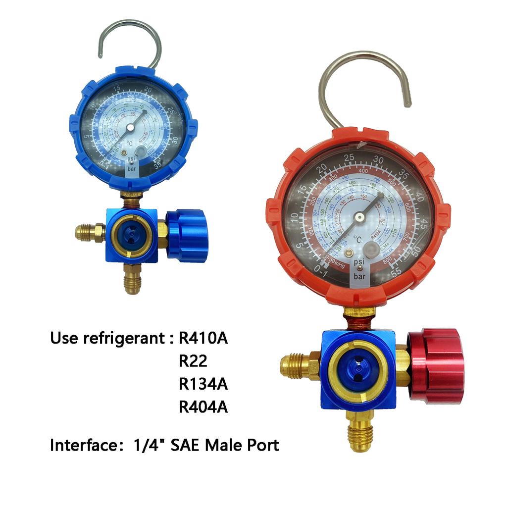 Air Conditioner Refrigerant Low and High Pressure Gauge for R410A R134A R22 R404A A/C Diagnostic Refrigerant Charging Tool