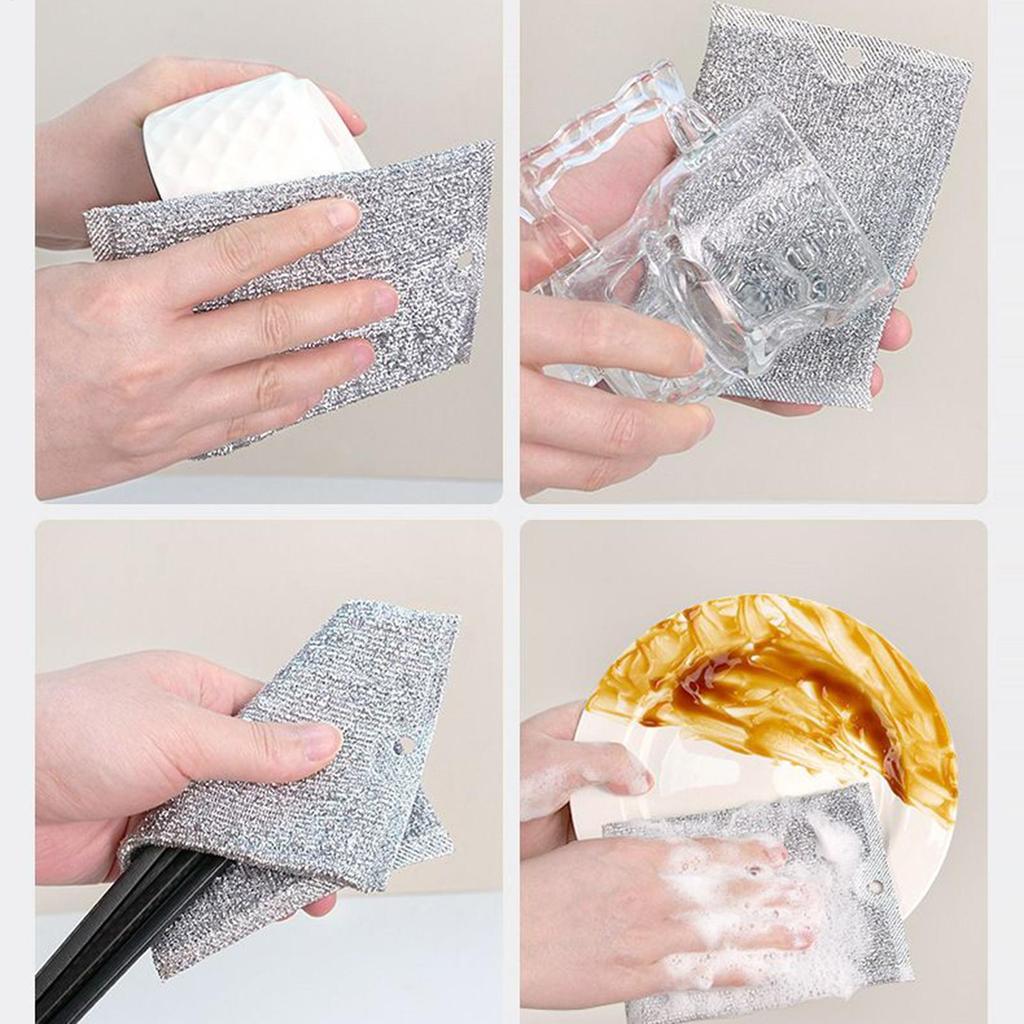 Multipurpose Wire Dishwashing Rags 5 Pieces Non-Scratch Wire Dish Cloths Self-Draining Pads Scrubber Portable Cleaning Tools For