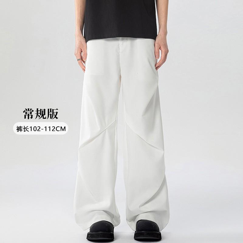 Pantalones Casuales Ligeros para Hombre con Pliegues, Corte Recto, Transpirables, Holgados, de Negocios