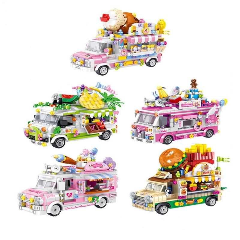 Diy Creative Mini Puzzle Building Toy Sweet Dessert Burger Car With 638 Abs Plastic Grains