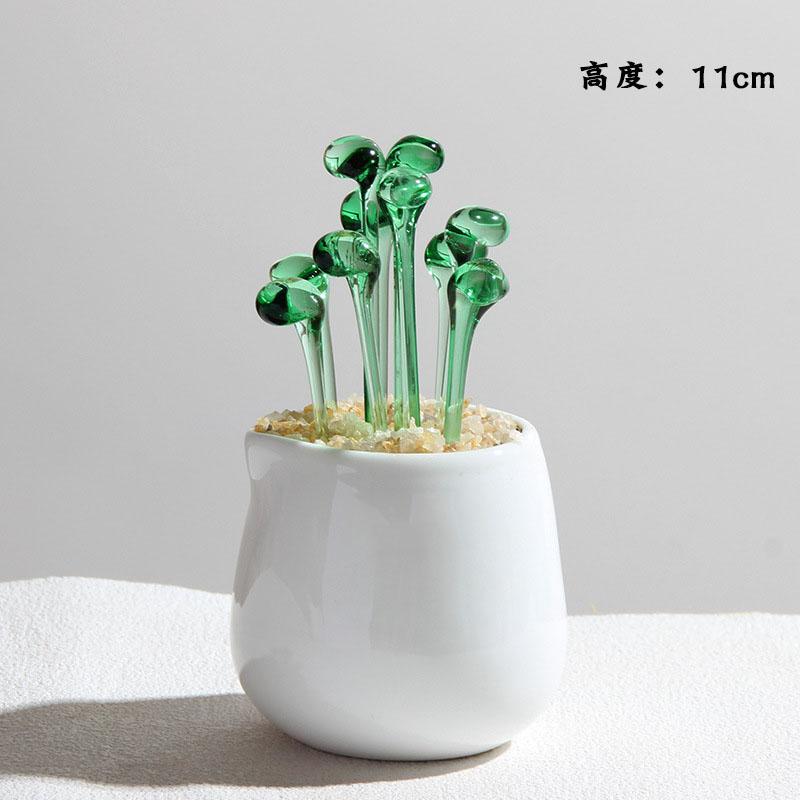 Handmade Glass Blown Cactus Cute Crystal Art Cactus Statue Collection Desk Desktop Simulation Plant Decoration