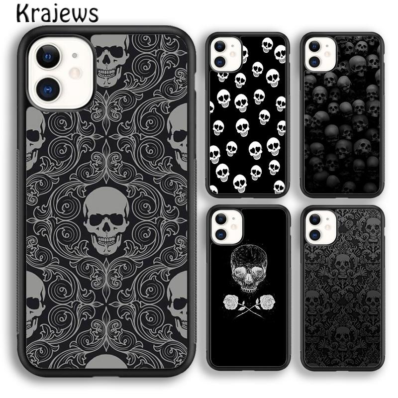 Krajews Skulls Bones Skeleton Soft Phone Case Cover For iPhone 17 Air 16 15 14 plus 11 12 13 pro max coque Shell Fundas