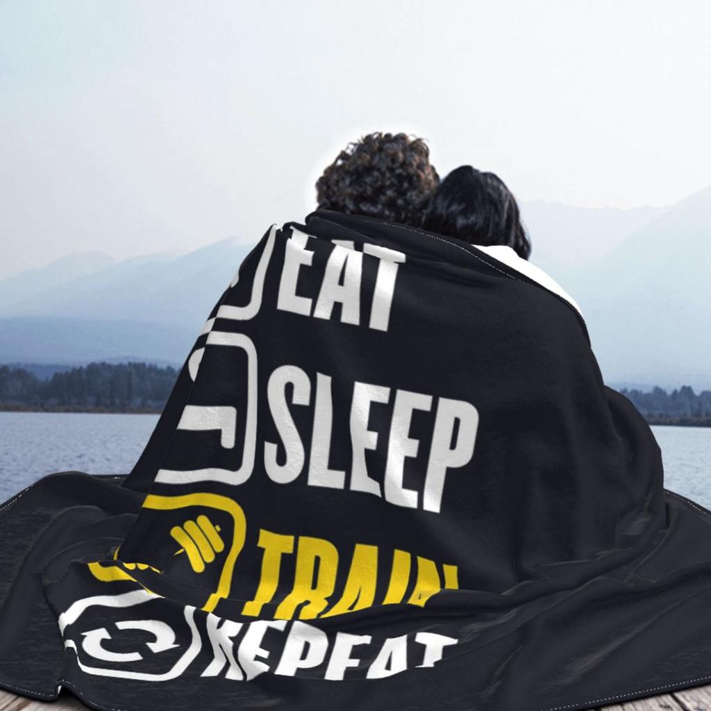 Eat Sleep Train Repeat Gym Motivational Quote Blankets Soft Flannel Throw Blanket Bedspread For Bed Living Room Picnic Travel