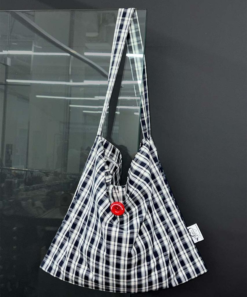 Sculptor Button Eco Bag Blue Check