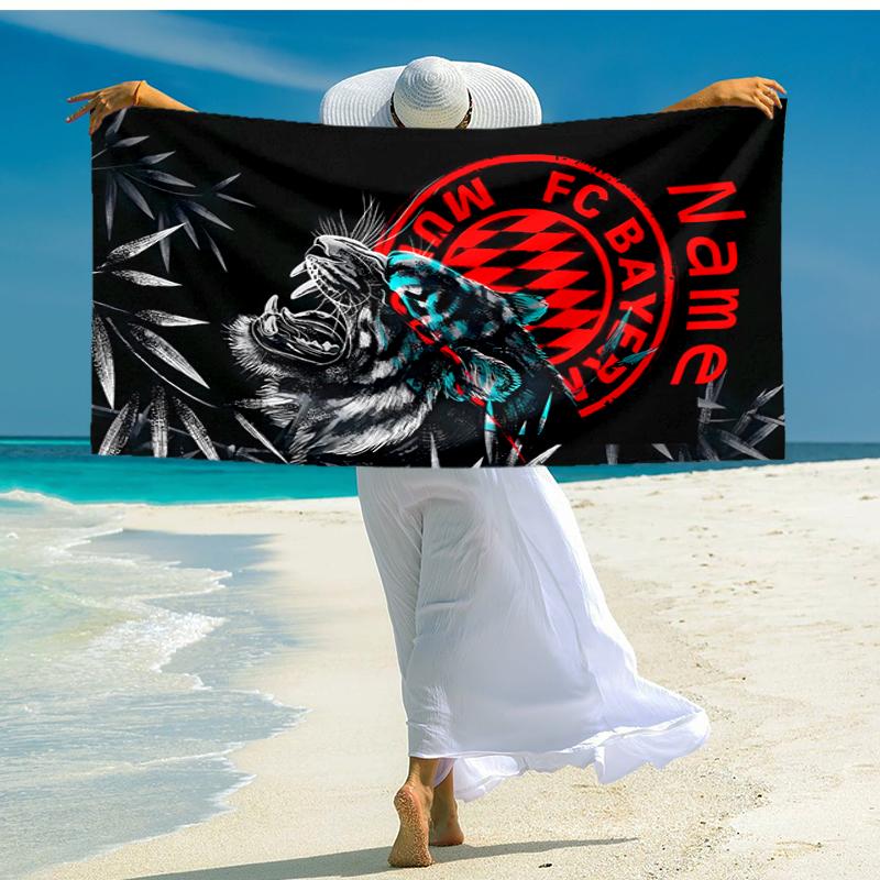 Personalized customized proof beach towel with Bayern Munich pattern - soft, absorbent, quick-drying, perfect swimming, camping&bathing