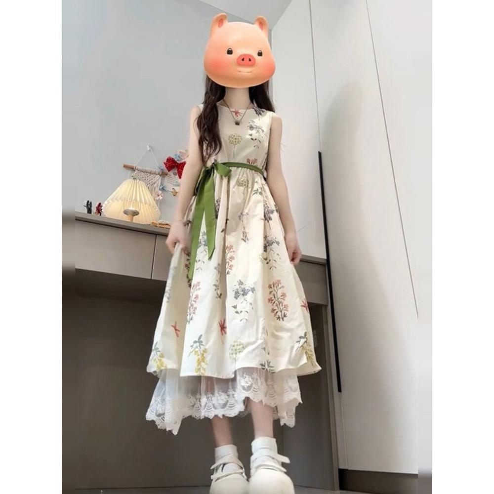 High-end French Sleeveless Vest Floral Dress Casual Summer New Seaside Vacation Temperament Long Dress