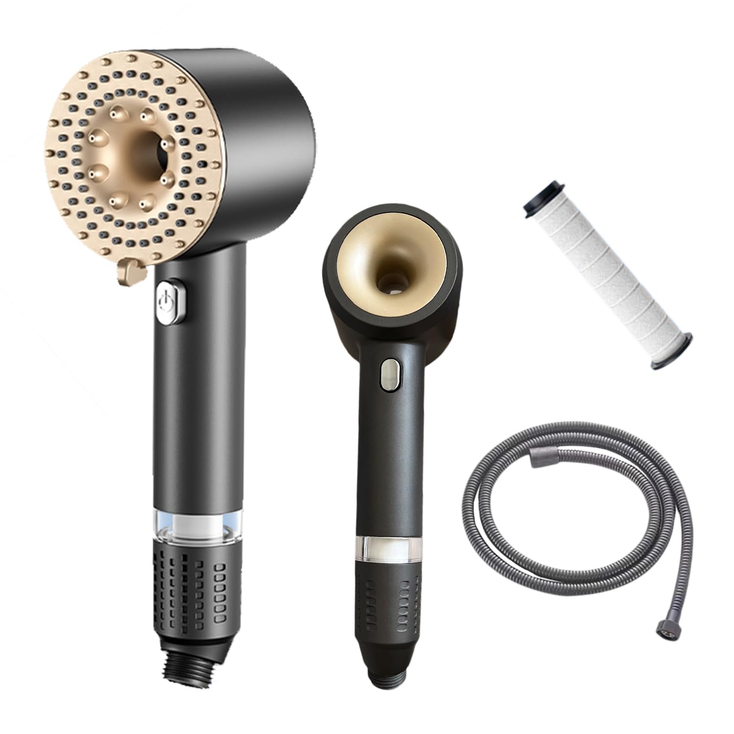 

KUSIKIKA Shower Head with Double Pressure Water Water 3 High Water Chlorine Skin Hair Nano Skin Warm and Pore Water Purification Micro-Nano Bubble, сірий колір