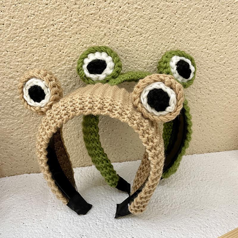 Cartoon Cute Big-Eyed Frog Knitted Hair Hoop for Women
