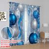 2pcs  2D plane printing Curtains&Window Treatment Blue Silver Christmas Ornaments (3) Polyester Fabric (without rod) Art Deco