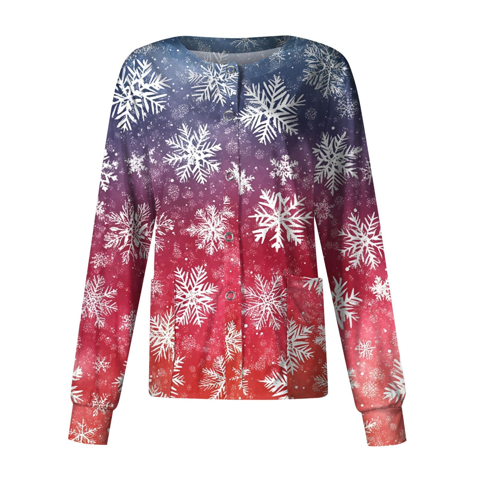 

Женская повседневная одежда с длинным рукавом и рождественским принтом, кардиган, верхняя одежда, униформа S