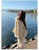 Korean Style Yellow Fur Coat: Women's Soft Petite Leather & Fur Cotton Winter Jacket