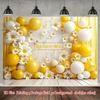 Personalized Text Daisy and Balloon Birthday Backdrop Yellow Floral Party Background Banner