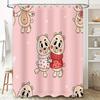 Adorable Cartoon Bear Print Shower Curtain for Kids Bathroom Decor, Pink Color with Hearts Design, Durable Fabric Waterproof Sho