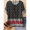Vintage Paisley Graphics Women's Short Sleeve T-Shirt Ethnic Style O-Neck 3D Printed Top Tees Summer Loose Women's Clothing