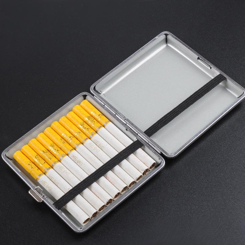 In-Stock Modern Leather 20-Piece Cigarette Case with Elastic Band - Portable Men's Smoking Accessory