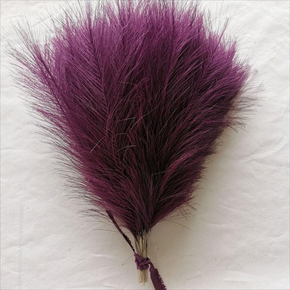 24PCS Brown Faux Pampas Grass White, 56cm Short Artificial Pompous Grass Floral Fake Pompas Grass Branches Vase Filler