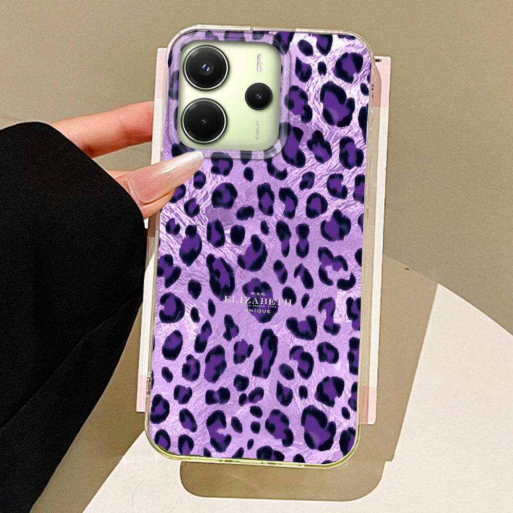 Splicing Purple Leopard Print Phone Case for Xiaomi Redmi Note 14 13 12 11 11S 10 10S 9 Pro 9C 13C 14C A3 A4 A3X 9C A1 A2 Cover