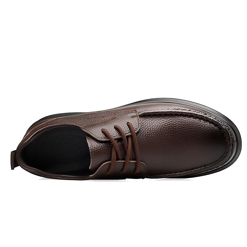 2026 Men's Business Genuine Leather Shoes Men Soft Comfortable Casual Walking Shoes Cowhide Male Lace-Up Anti-Slip Flat Footwear