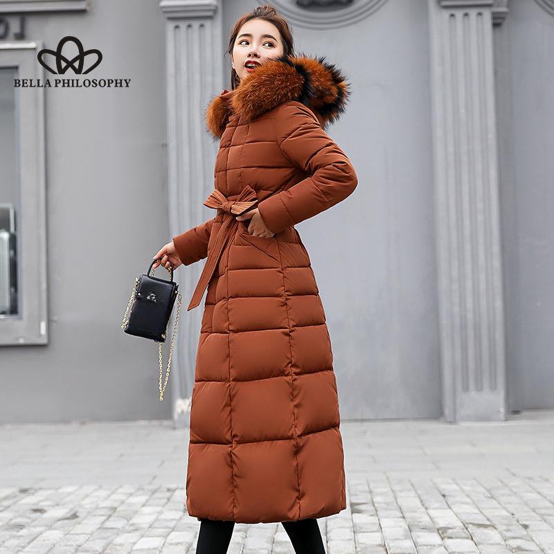 Women's Winter New Korean-style Long Over-the-Knee Cotton-padded Jacket Women's Big Wool Collar Slim-fit Thickened Cotton-padded Jacket for Women