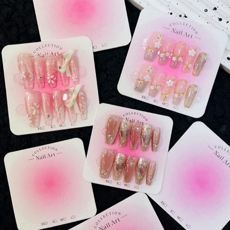 50 stk. 6,5X6,5 cm Neglekunst Displaykort Press-On Negle Pakkekort Pap Manicure Kunstig Negl Display Dekoration Pakkekort