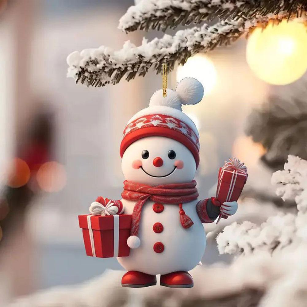 1-10PCS Christmas Tree Pendant Acrylic Xmas Tree Decoration with Lanyard Cute Hanging Ornaments Decorative for Window Fireplace