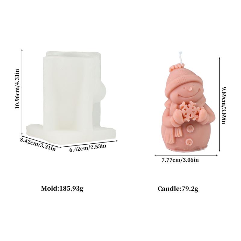 Christmas Snowman Silicone Candle Mold DIY Snowman with Snowflake Christmas Tree Star Aromatherapy Candles Gypsum Holiday Decor