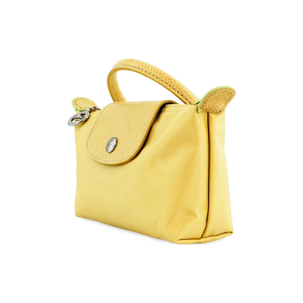 New LONGCHAMP Le Pliage Green Cow Leather Trim Dumpling Bag Handbag Women's Wheat Yellow 34175919A81