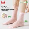 MiiOW Women's Socks, Summer Thin Style, Slouchy Socks with Ruffled Edges, Mesh Mid-Calf Socks, Breathable Cotton Socks to Match Leather Shoes