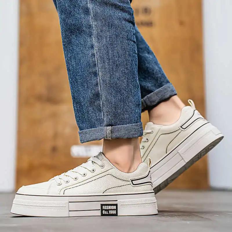 Round Tip Massive Men's Vulcanized Sneakers Woven Sports Shoes For Men Brand Snearkers For Man From China Cute