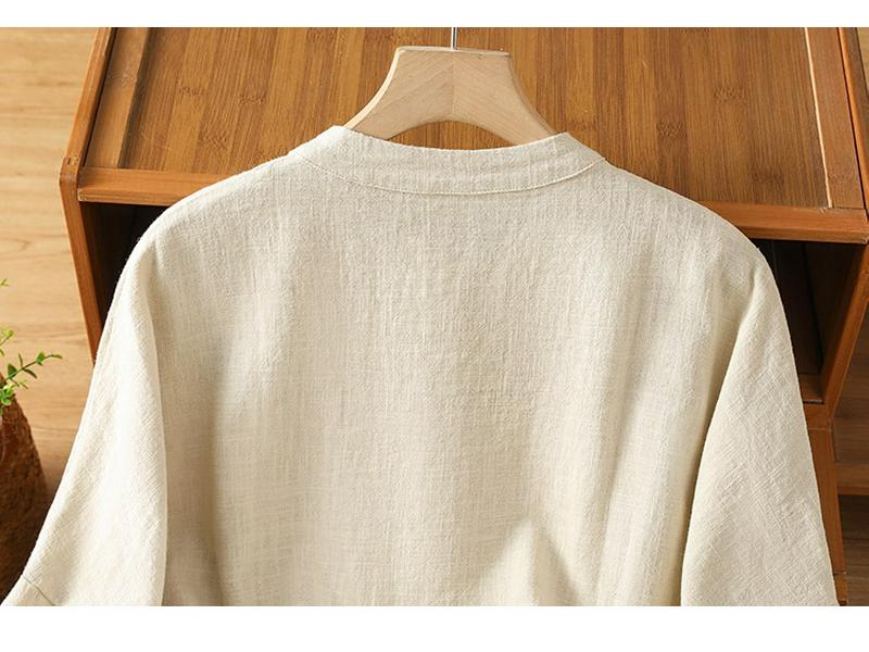 Women's Autumn Zen Cotton Linen Shirt Jacket with Frog Buttons