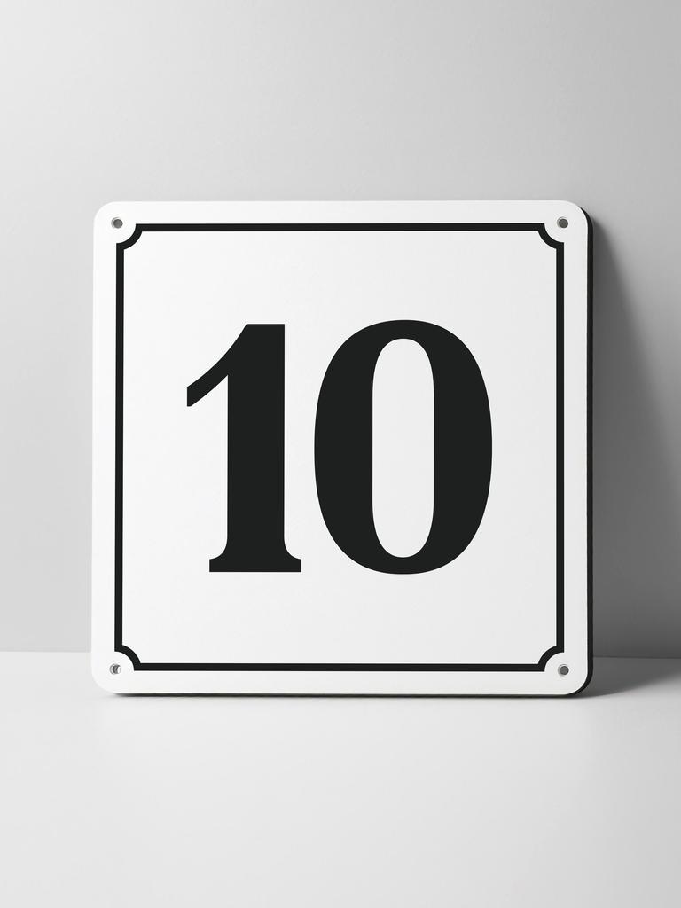 Metal Sign Black House Number On White Background Outdoor Wall Art Decor