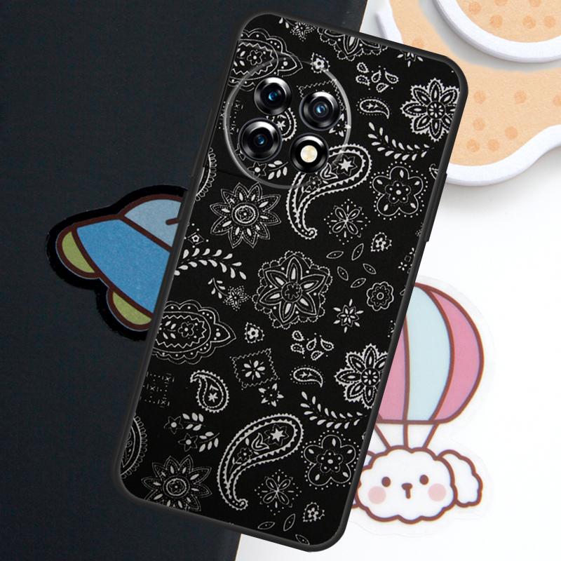 Black Bandana Paisley Case For OnePlus Nord CE 5 3 4 Lite N20 N30 OnePlus 15R 10T 12R 13R 15 13 12 11 10 Pro Cover