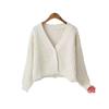 Women's Cardigan Sweater Outerwear Preppy Style Versatile Korean-Style Loose Short Top V-Neck Knitwear
