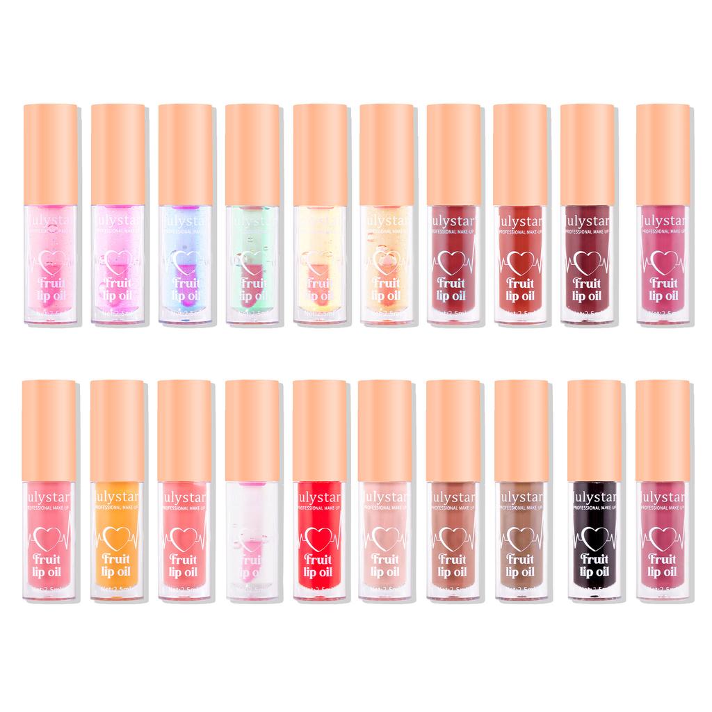 Julystar 20 Color Fruit Lip Gloss Pearlescent Dudu Lip Moisturizing and Moisturizing Mirror Water Light Temperature Changing Lip Oil